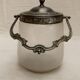Ancien pot à biscuit verre soufflé opaque collection cuisine bonbonnière