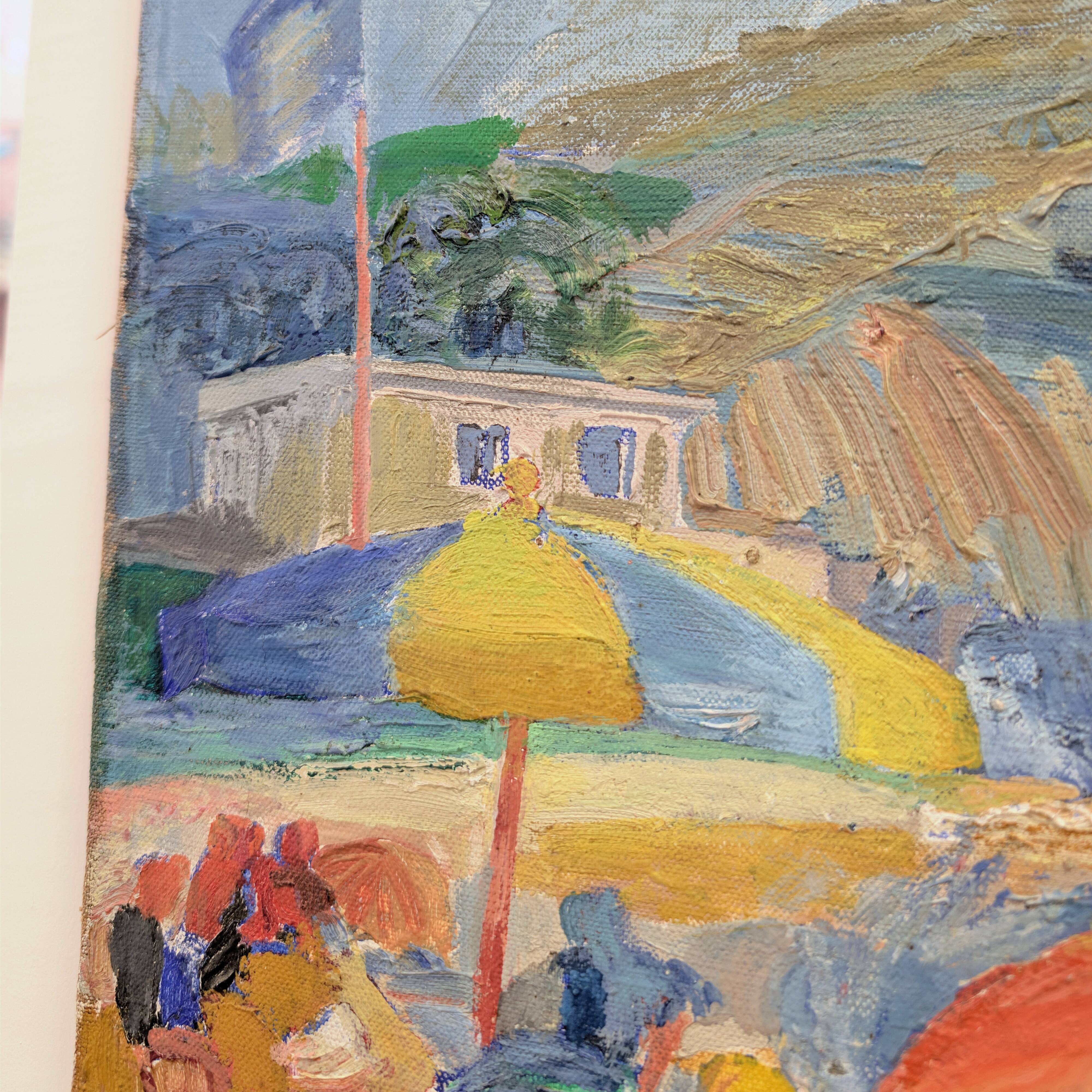 Canvas signed by Paul Braudey – Beach scene, oil on canvas 61 × 38 cm