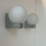 Pair of vintage wall lights, metal and opaline, France 1970