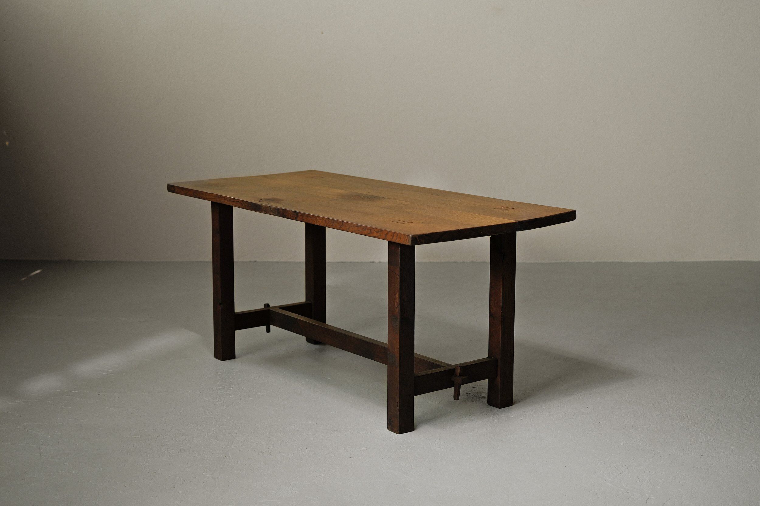 Solid oak farmhouse table, 1970 – Handcrafted