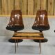 Four swivel chairs - metal base - smoked brown plexi shell - black skaï seat