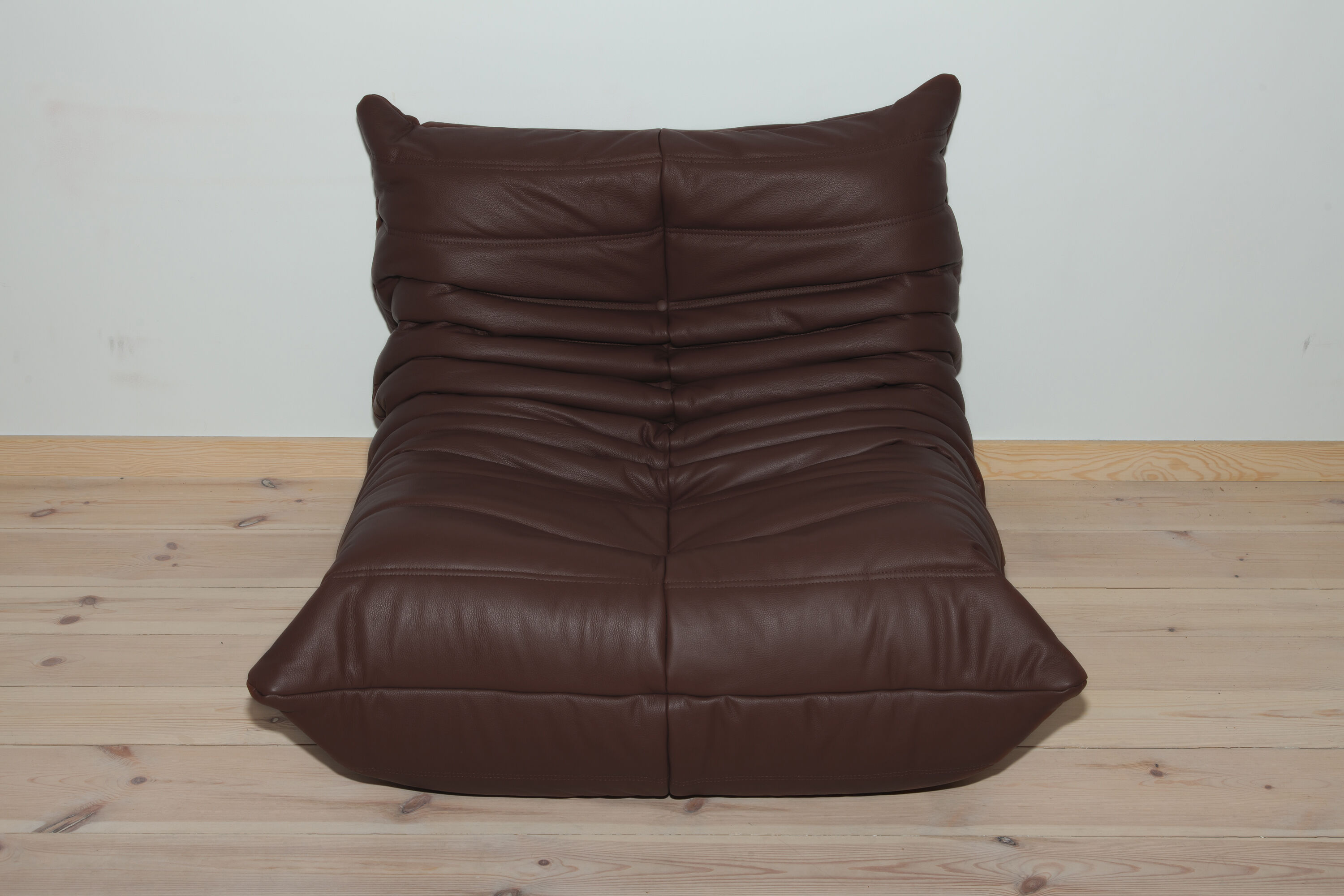Togo armchair in brown madras leather model designed by Michel Ducaroy 1973