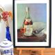 Cognac Polignac and pipe vintage original advertising poster 1950s