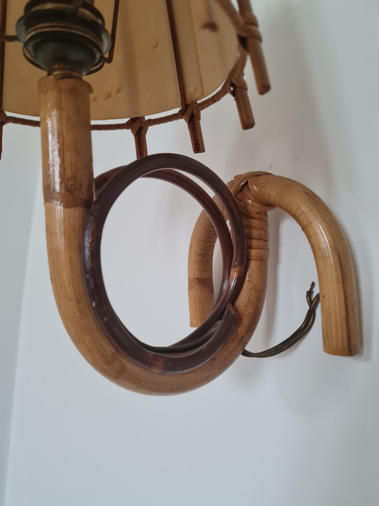 Pair of rattan wall lamps 1960