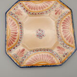 cups with octagonal saucers Henriot Quimper flower decoration leaves flowers