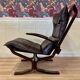 Duo de fauteuils cuir "design scandinave" 1950 "Ingmar Relling".