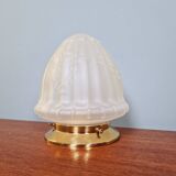 Art Deco ceiling light in transparent satin glass, 1920s-30s