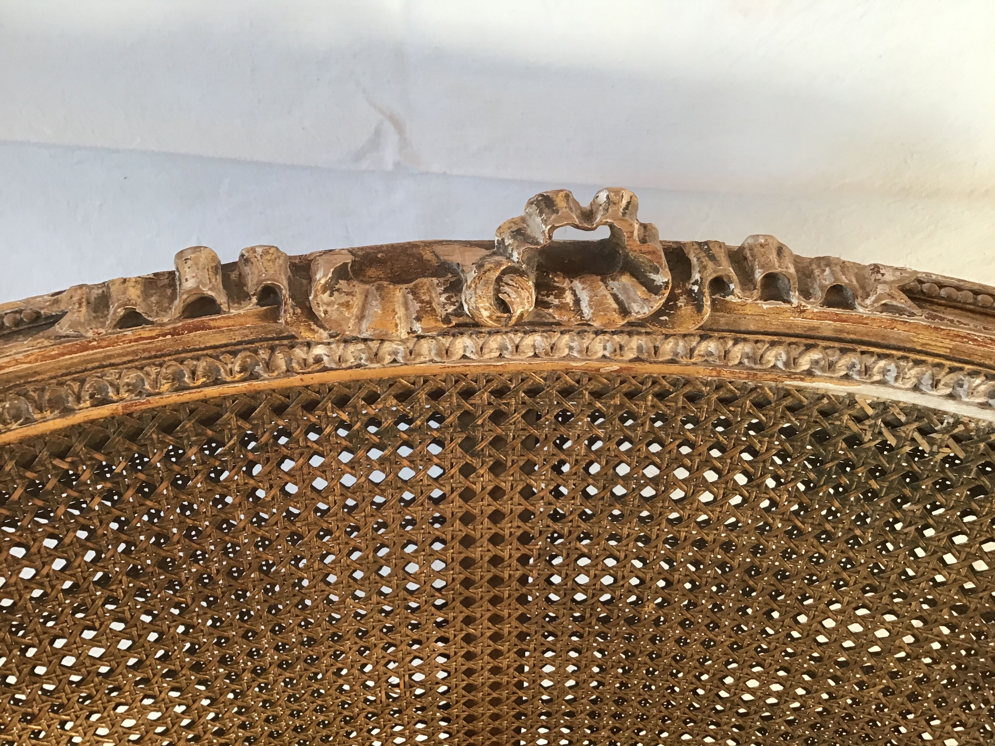 Louis XVI style caned bench