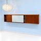 A.R.P. – Wall-mounted furniture in teak and opaline glass, 1950s