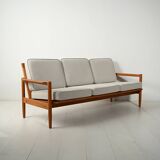 Scandinavian solid oak three-seater sofa, 1950s/60s