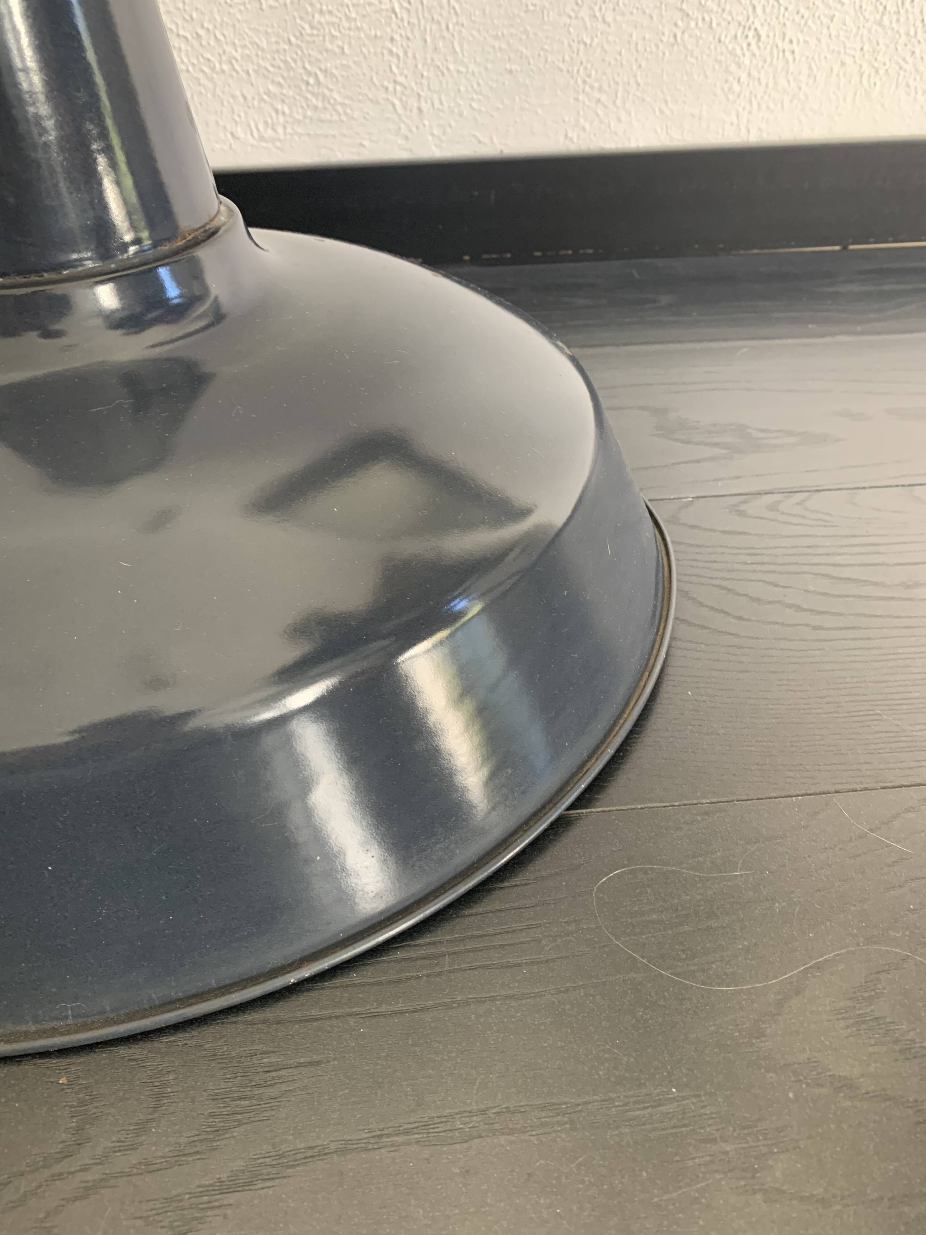 Vintage 1940s pendant lamp with marine enamel bowl - 47 x 40 cm