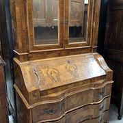 Venetian style Louis XV scriban secretary in marquetry walnut.