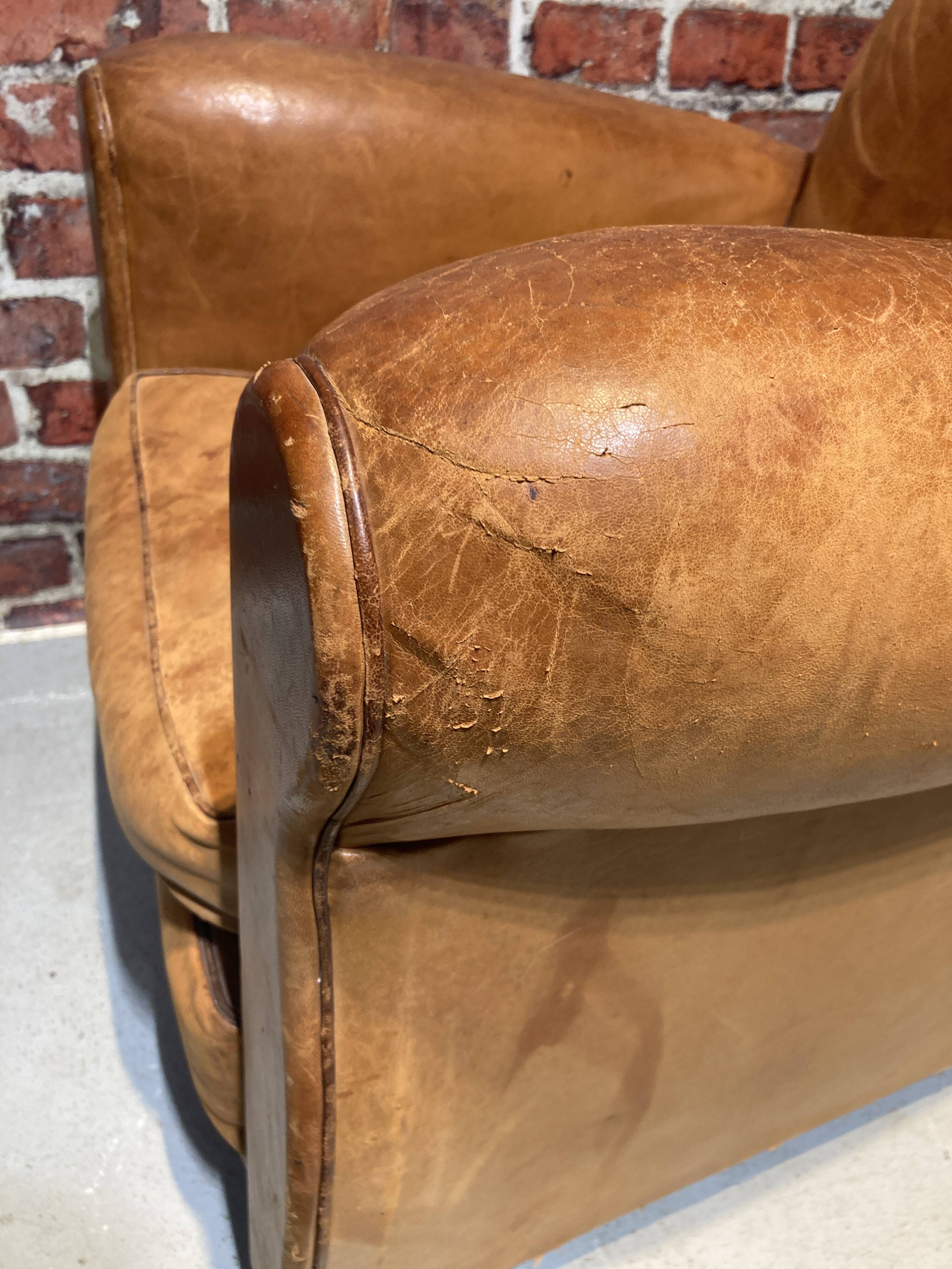 Brown leather armchair