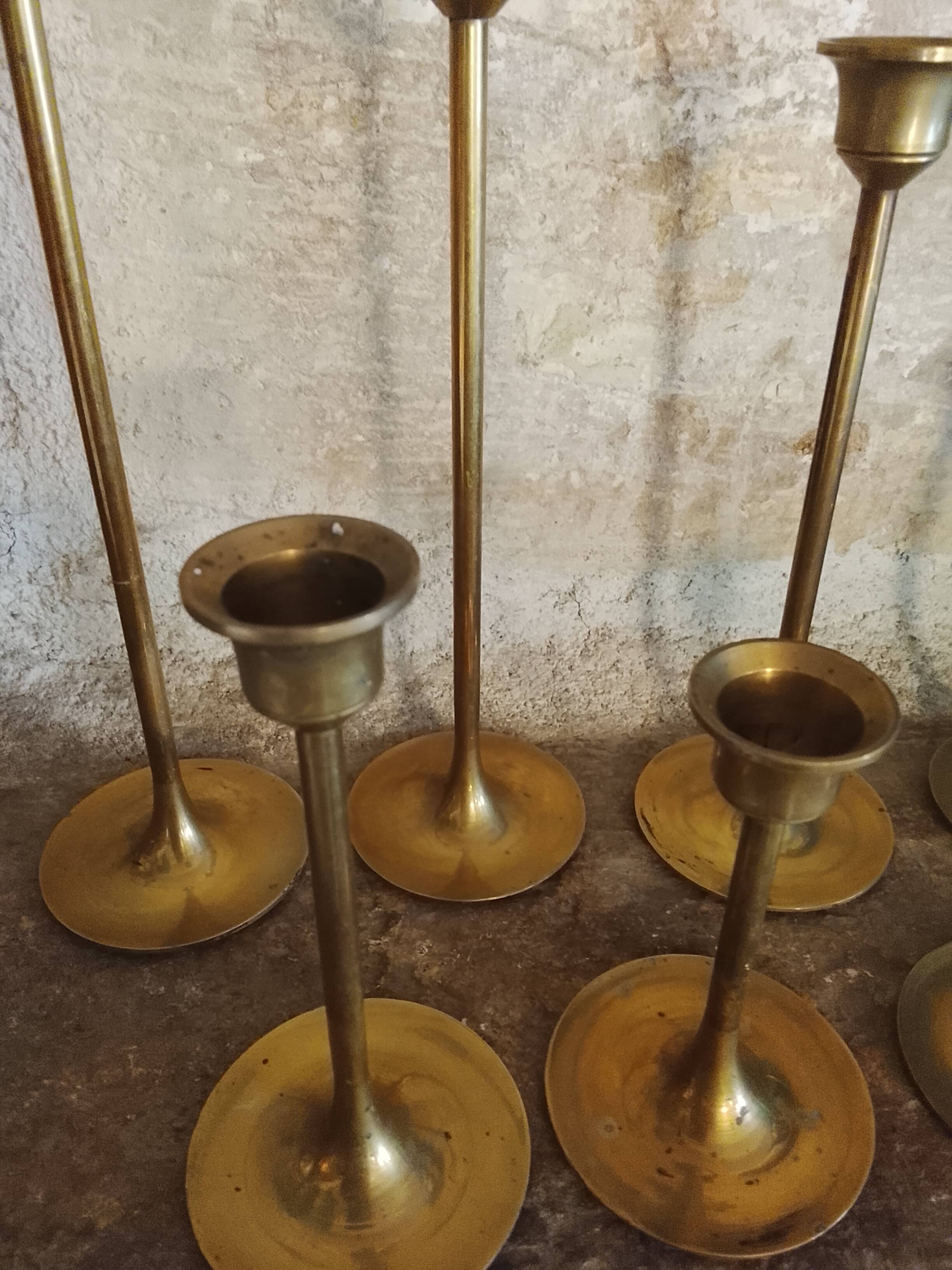 Scandinavian brass candle holders
