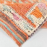 Orange & Green Turkish Vintage Runner Rug, 86x319Cm