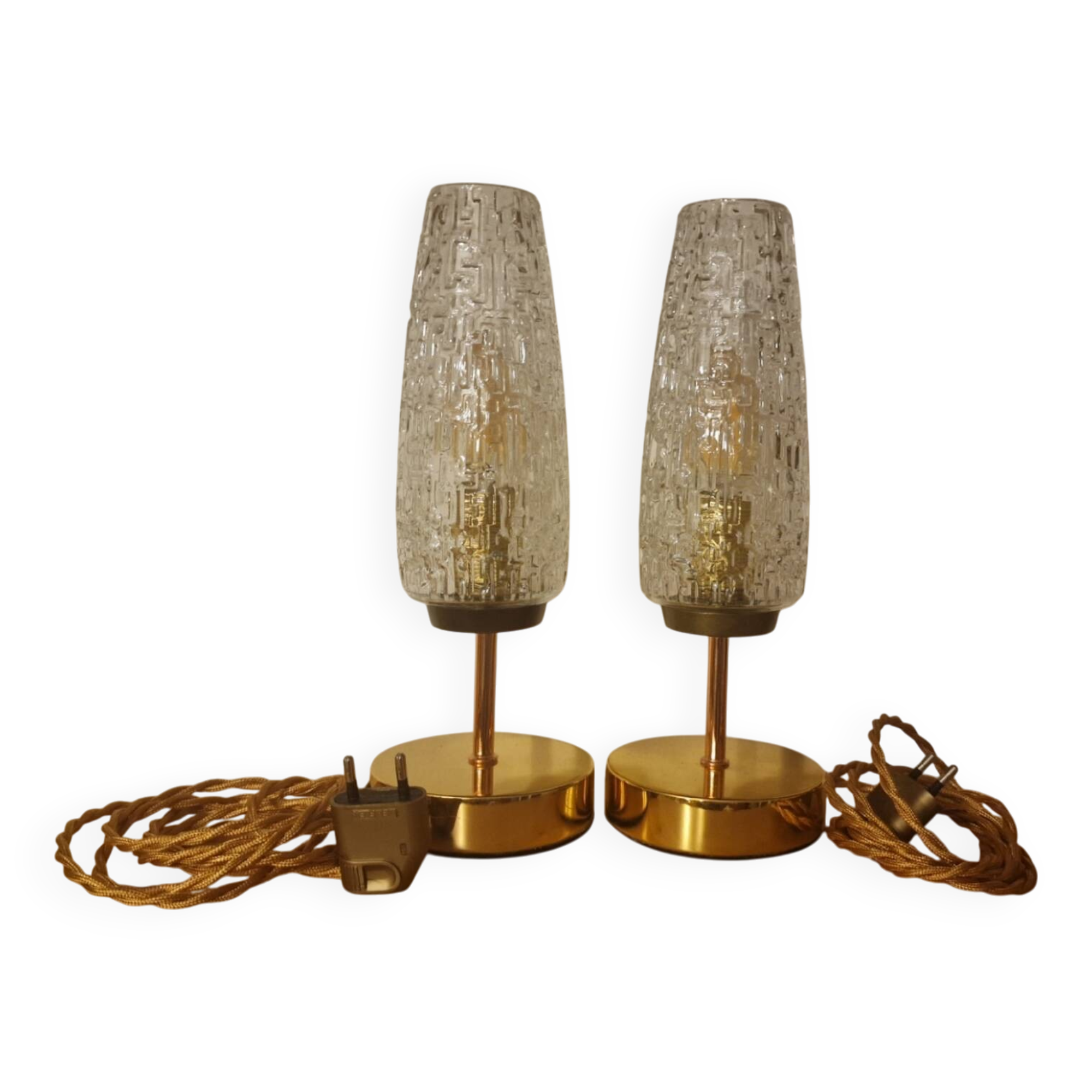 Arlus Textured Tulip Touch Bedside Lamp Duo