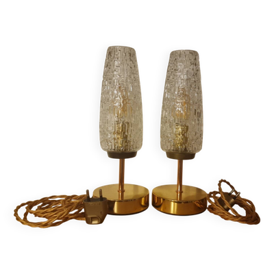 Duo de lampes de chevet tactiles en tulipe Arlus texturée