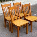 4 chaises scandinaves en bois massif 1970