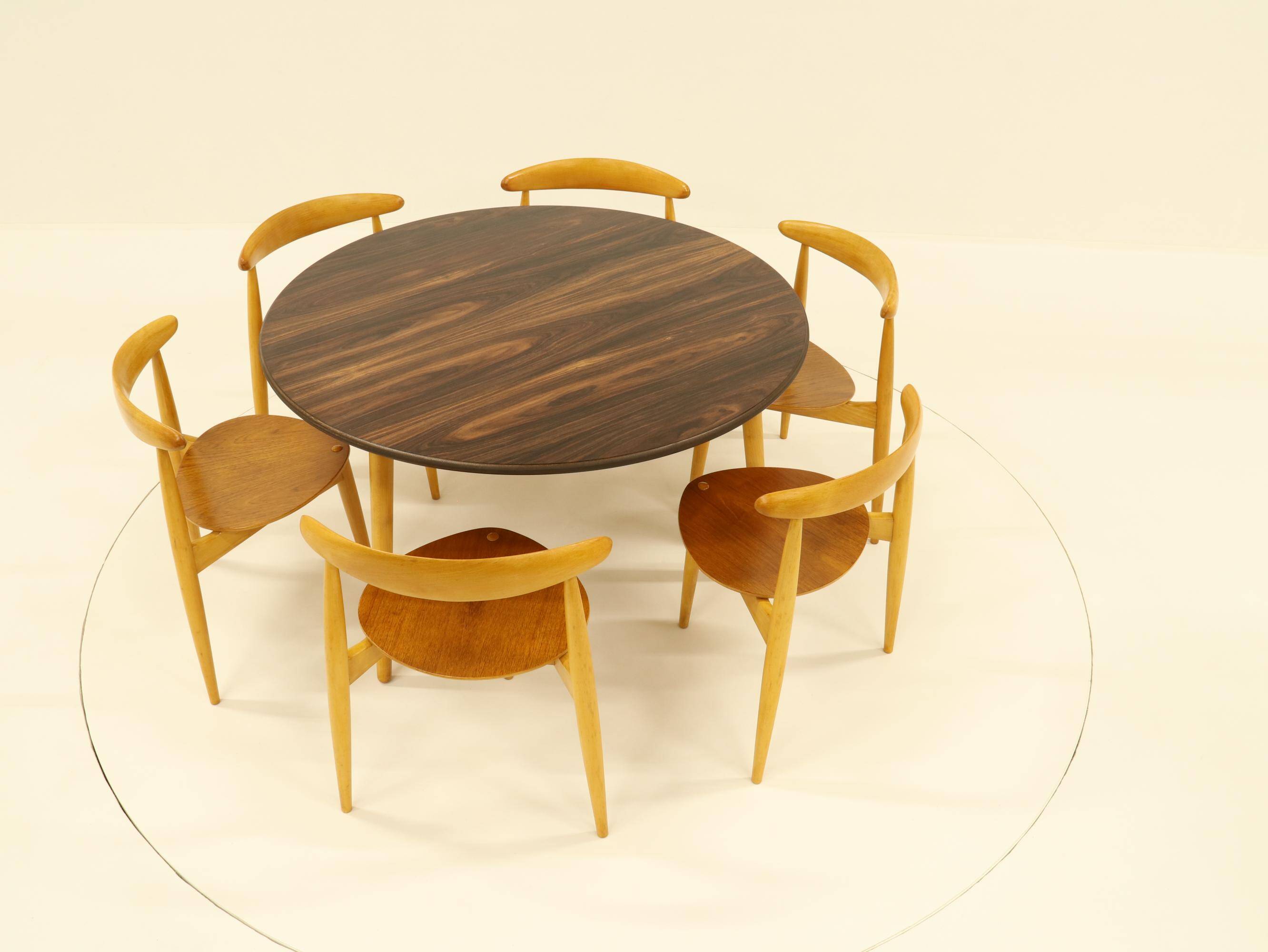 Heart dining set, designed by Hans Wegner for Fitz Hansen,  Denmark 1960s