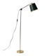 Brass floor lamp with green leather