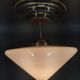 Czech Art Deco Opaline Glass Flush Mount Ceiling Light 1930s