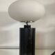 70s lamp in opaline and brown beech