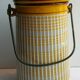 Art Deco milk pot, enamelled sheet as coffee maker, yellow and white signed BB