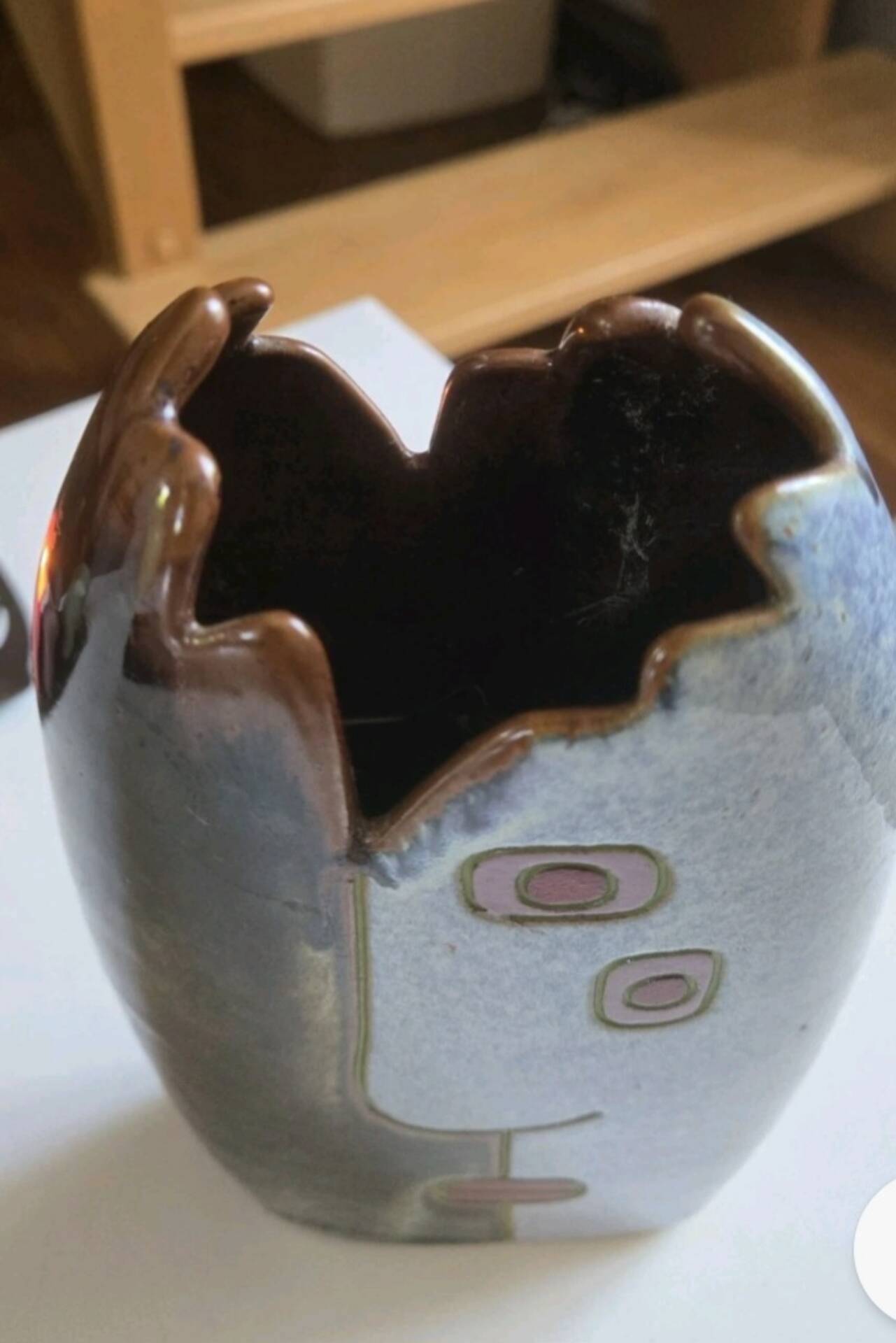 Superb anthropomorphic vase in glazed artisanal stoneware by Remy Lacombe.