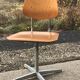 Embru set from the 1960s, school desk and brown wooden and steel chair, Switzerland, set of 2.