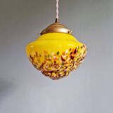 Suspension art déco en verre moucheté multicolore, années 1930