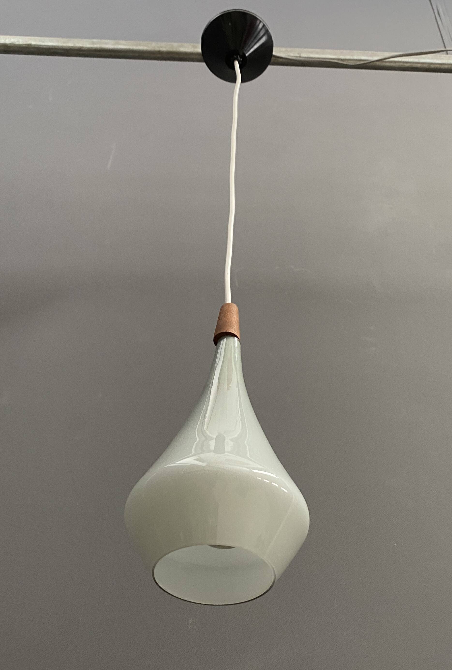 Holmegaard grey glass hanging lamp 1960s
