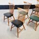 6 scandinavian wood & vinyl chairs, 1960s