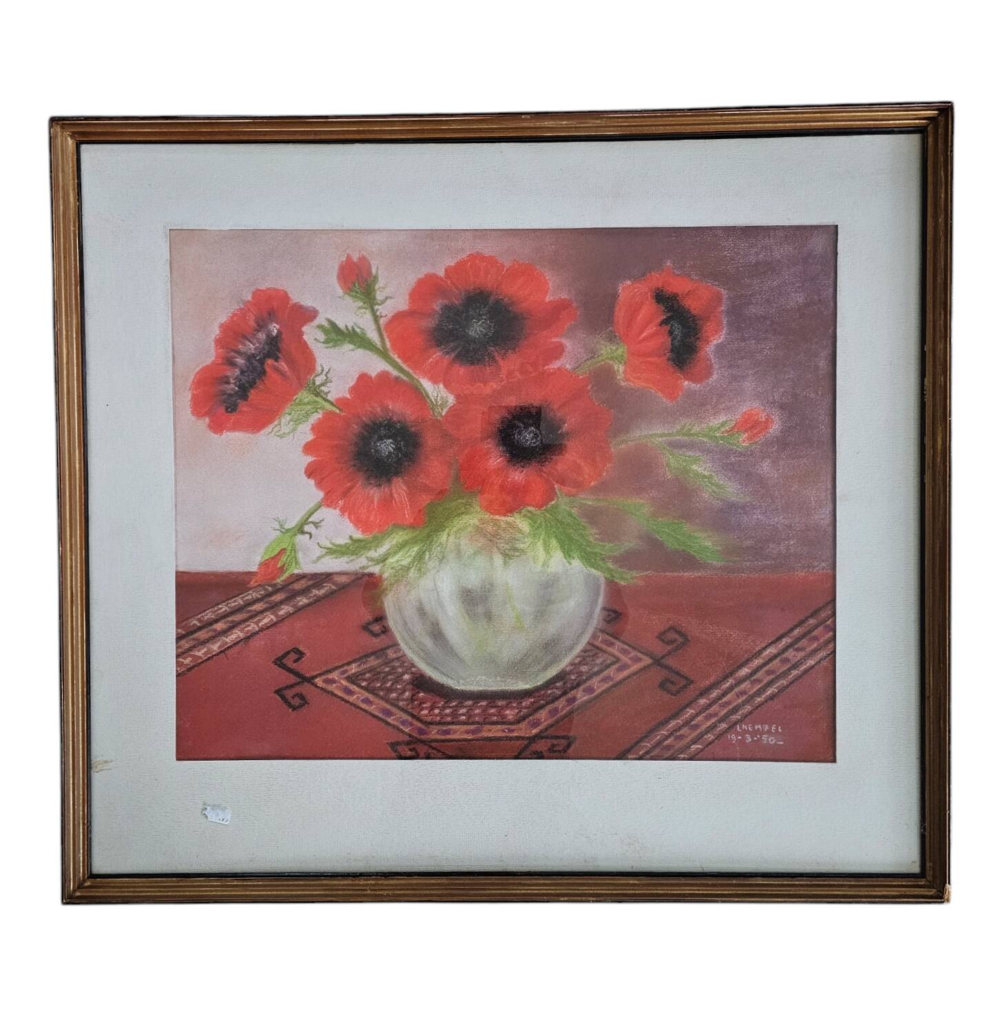 Chalk drawing Leo Kempel 1934 Picture  Width 60  Height 50 cm