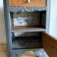 Wooden bedside on art deco marble