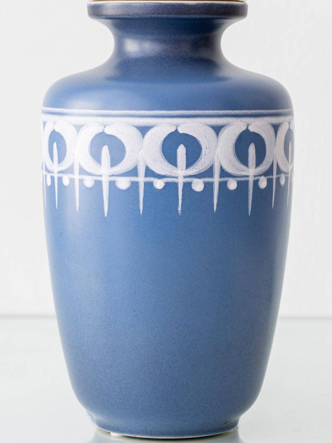 Dutch blue and white ceramic table lamp, 1977, with a new Liberty London shade.