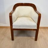 Biedermeier Bergege Chair in Walnut & Creme Velvet, Austria, 1840s