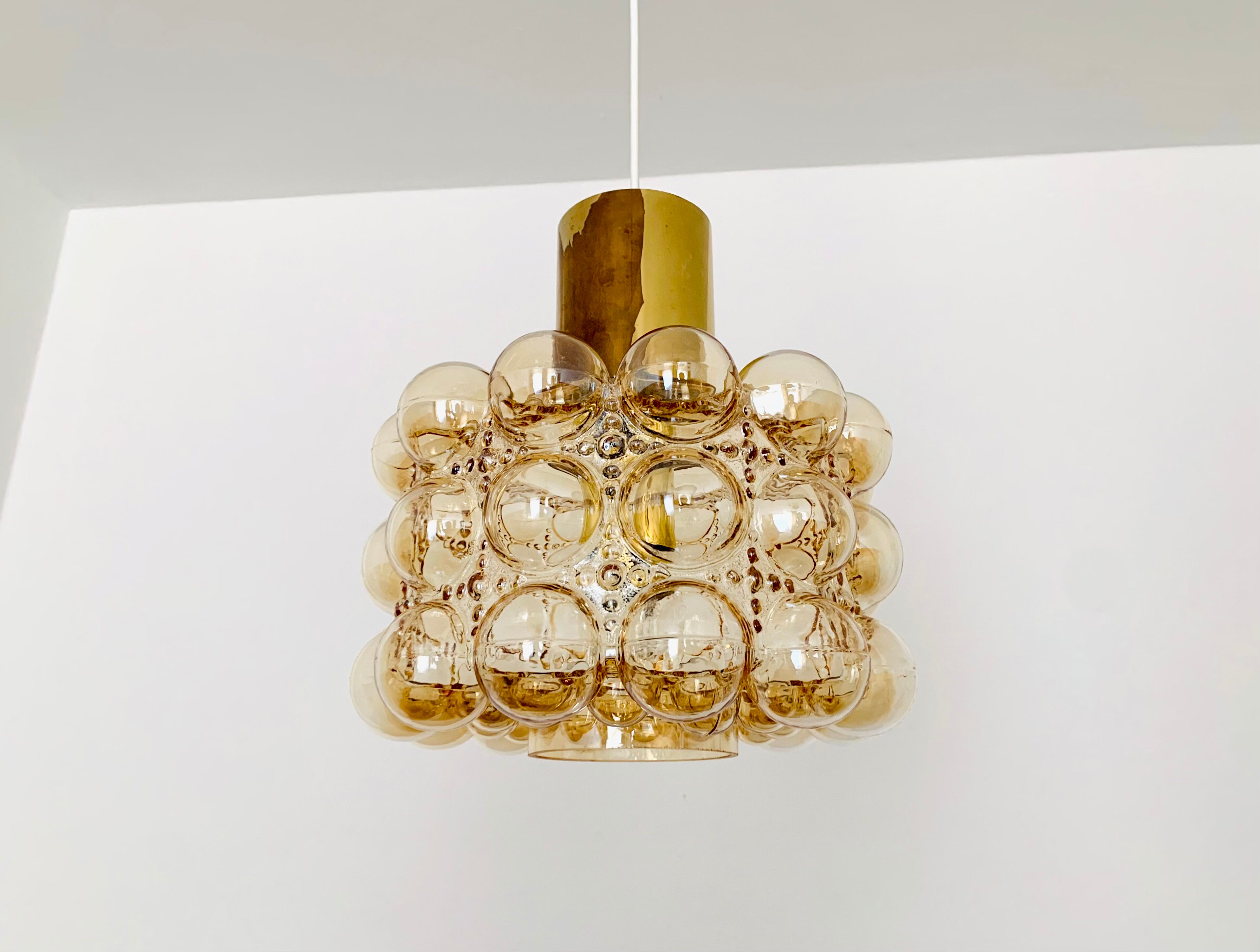 1 of 2 Large Bubble Glass Pendant Lamps by Helena Tynell for Glashütte Limb