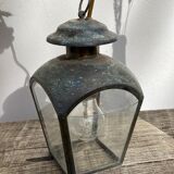 Antique lantern suspension in brass and glass