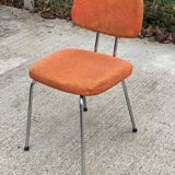 Scandinavian chair in orange fabric and chrome steel