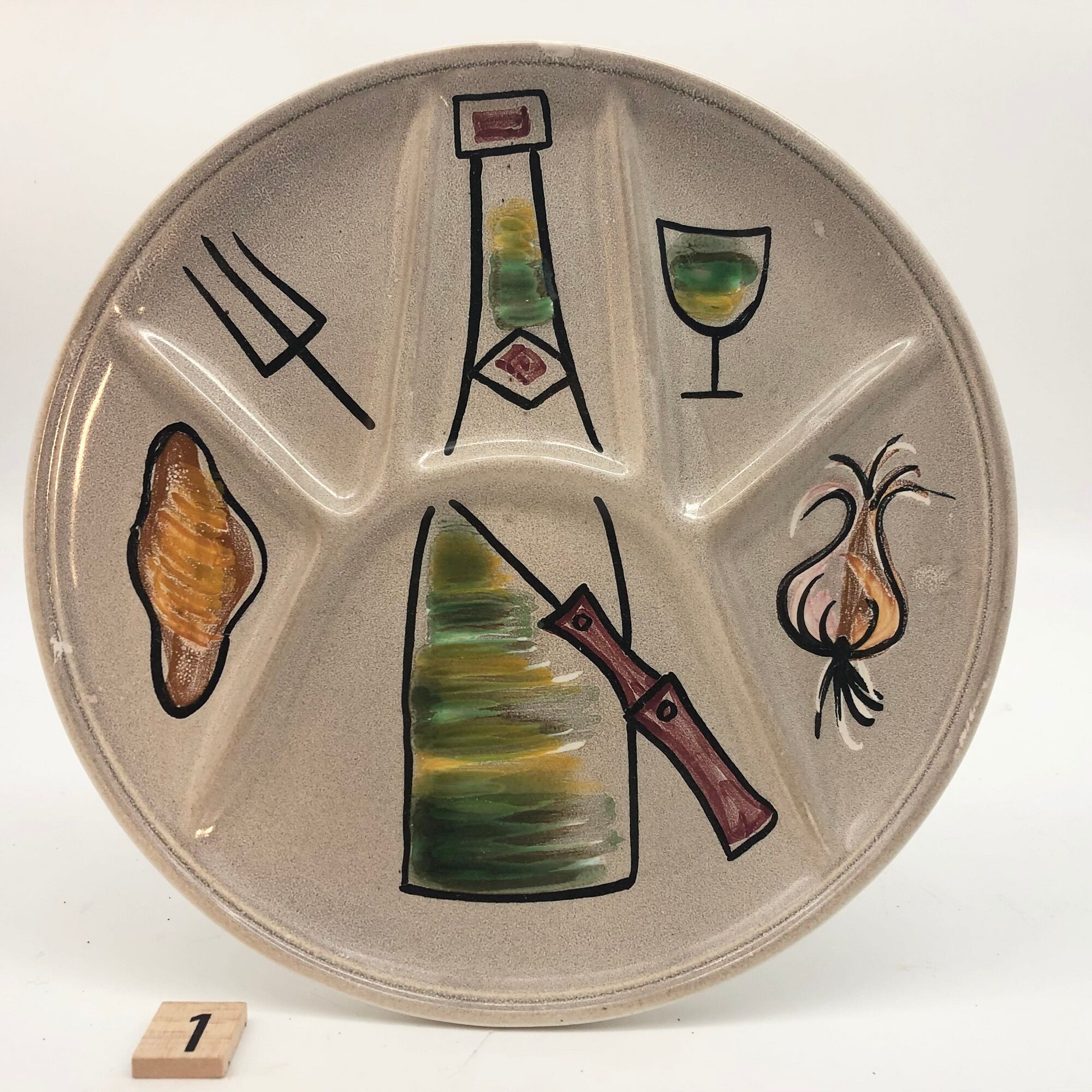 6 hand-decorated burgundian fondue plates in ceramic