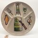 6 hand-decorated burgundian fondue plates in ceramic