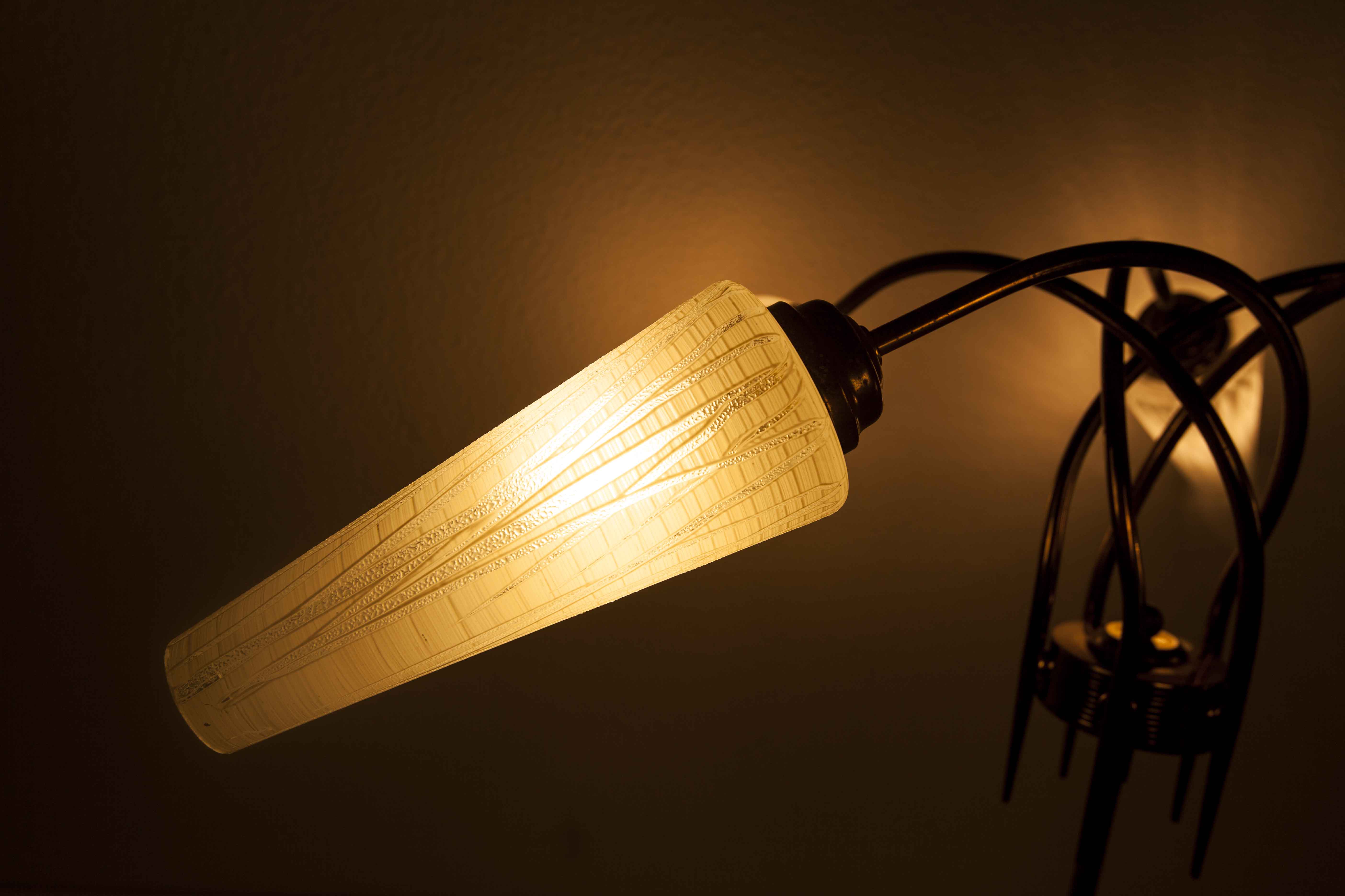 5-branched opaline brass chandelier 60's