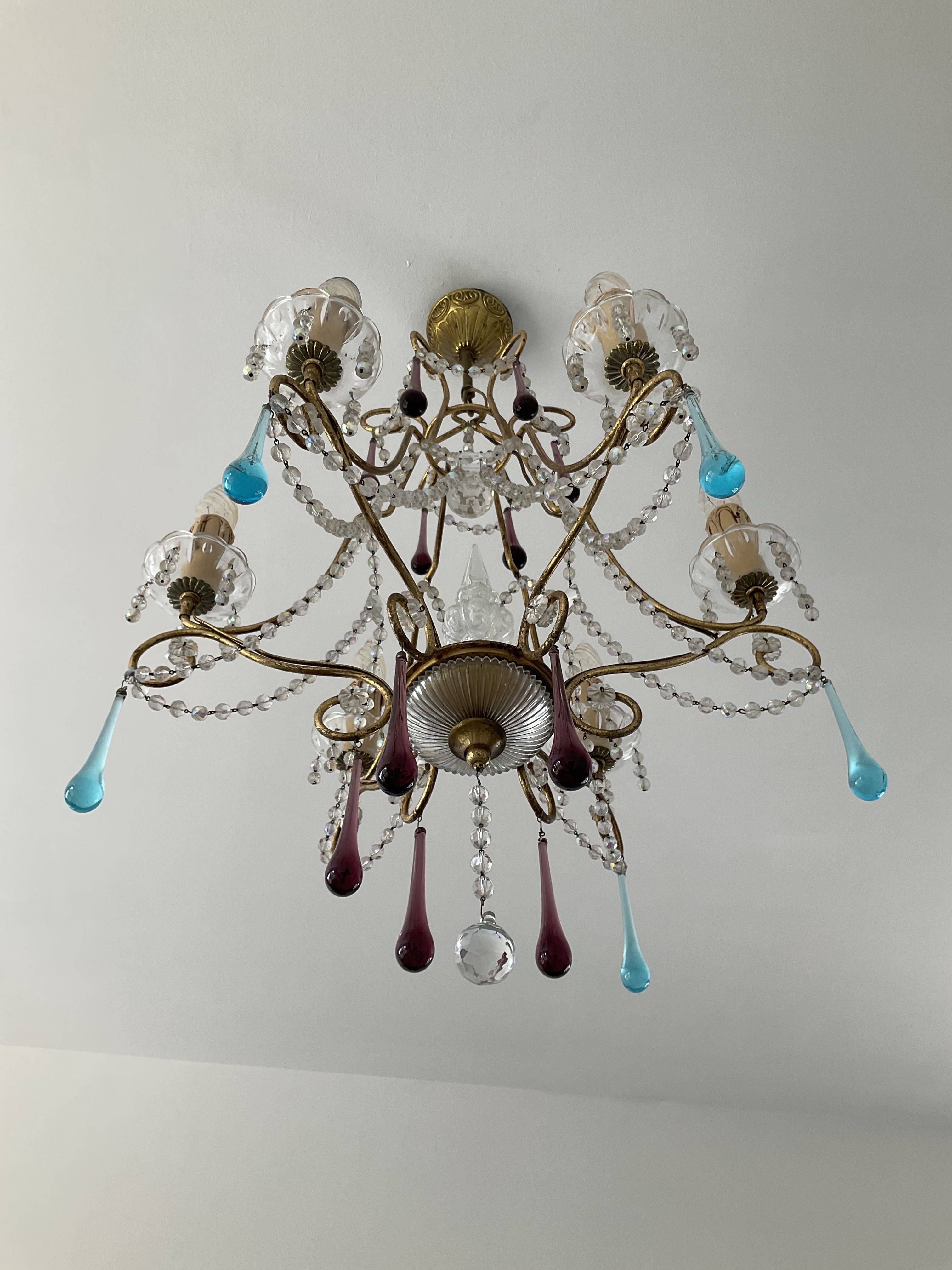 Italian chandelier of the 60s in De Murano glass