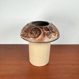 Mid-century modern stoneware mushroom vase by Haico Nitzsche for Søholm, 1960s.