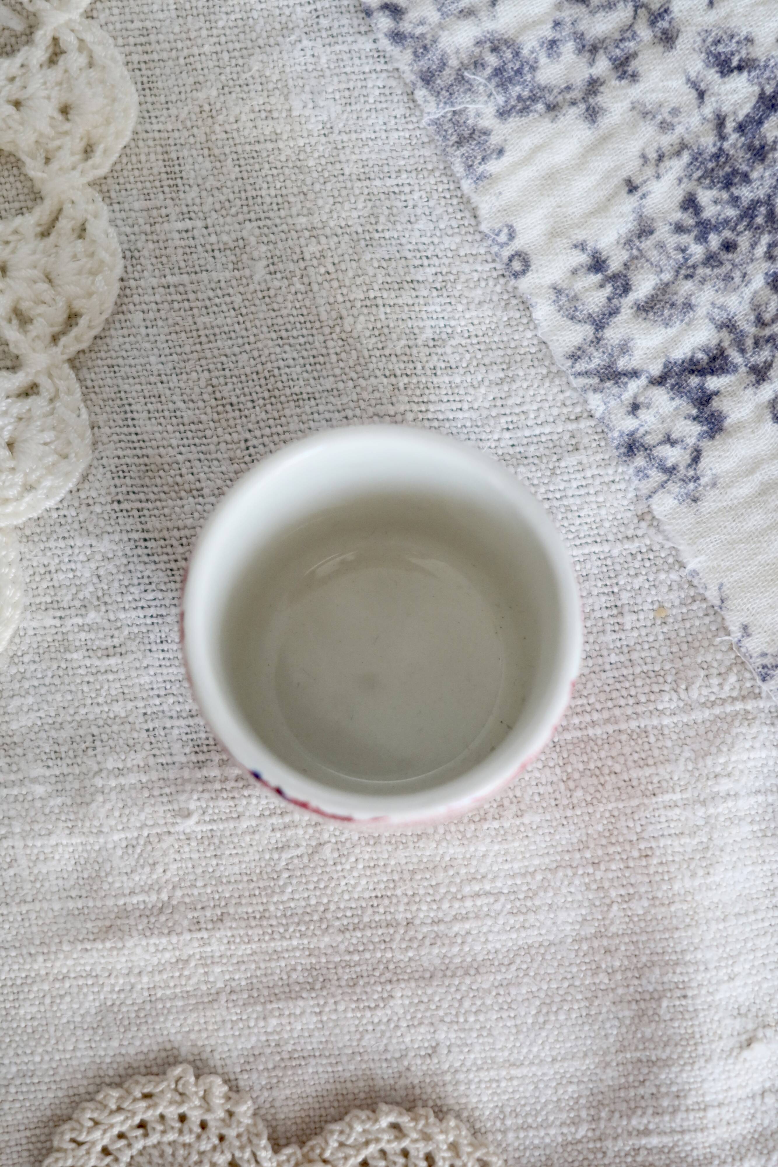 Antique English Burleigh Victorian Chintz Red Earthenware Egg Cup