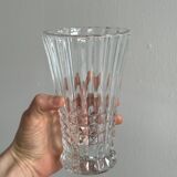 Diamond point molded thick glass vase.