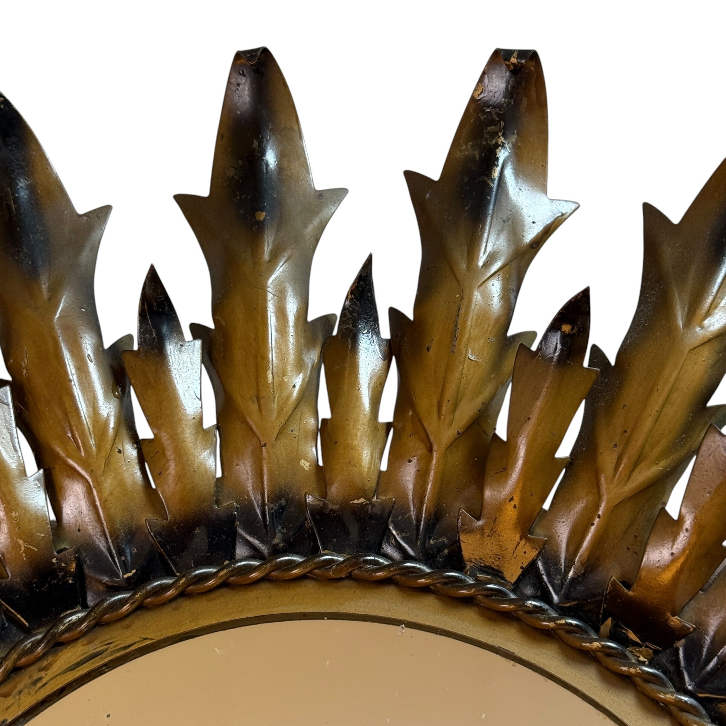 Sun mirror in wrought iron from the 1950s Italy.