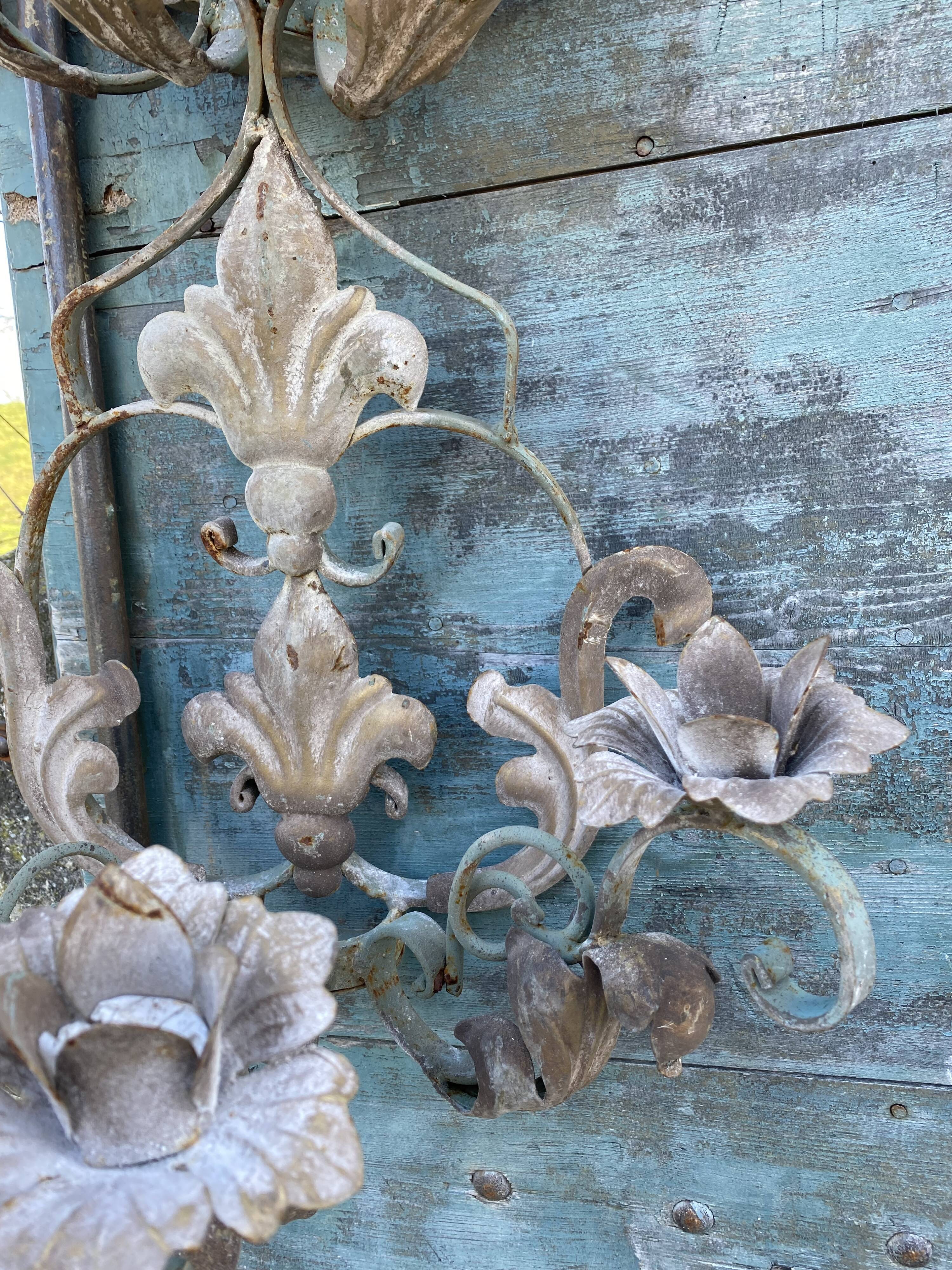 Pair of wrought iron wall lamps 1940