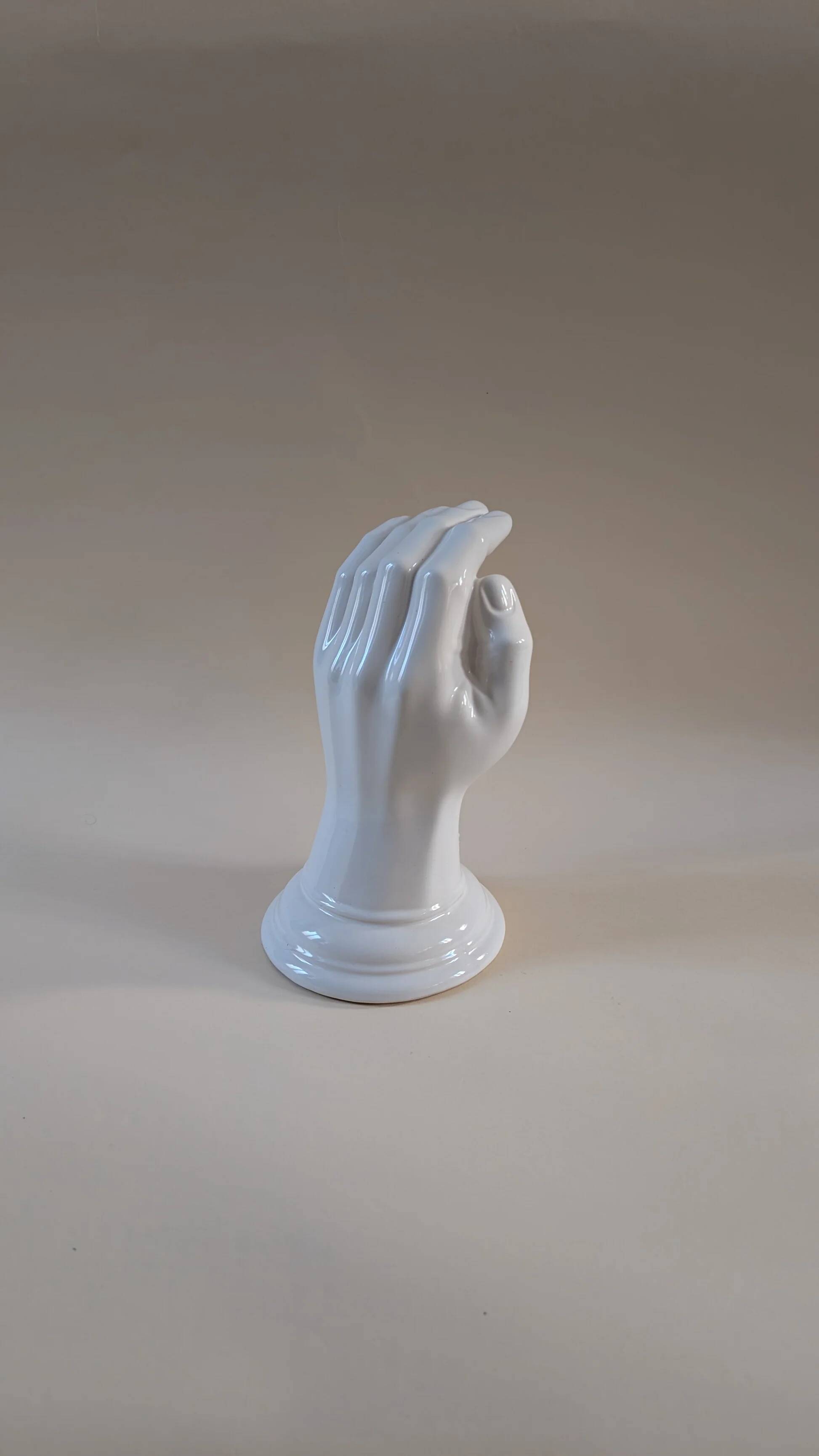Ceramic hand wall lamp, 1980