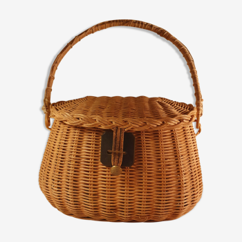 Small basket of wicker fisherman, old
